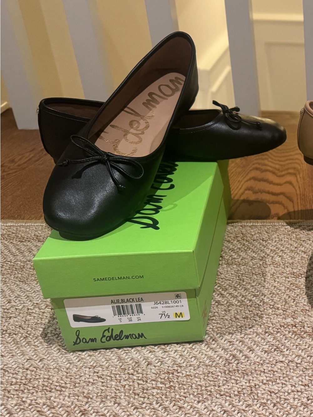 Sam Edelman Black Leather Ballet Flats with Bow